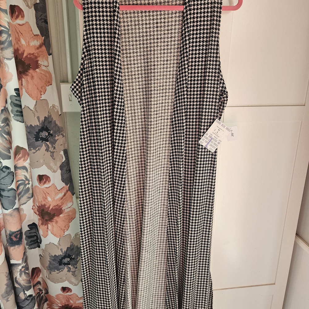 LuLaRoe Joy Black and White Houndstooth Duster, Size Large